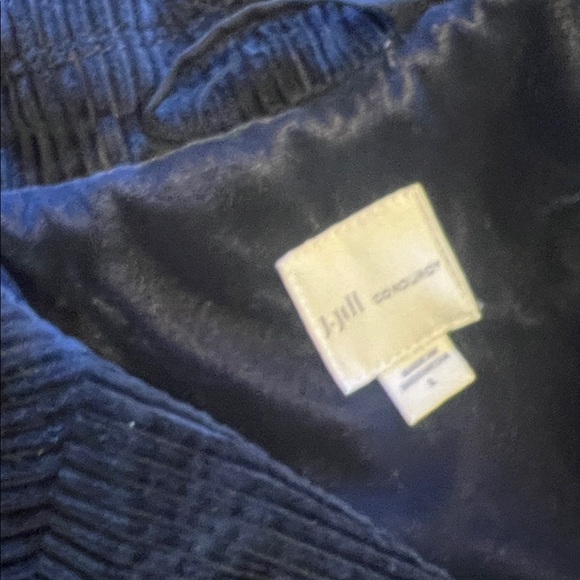 J. Jill Navy Blue Corduroy Blazer Jacket Size L Pleated Back - Picture 5 of 9